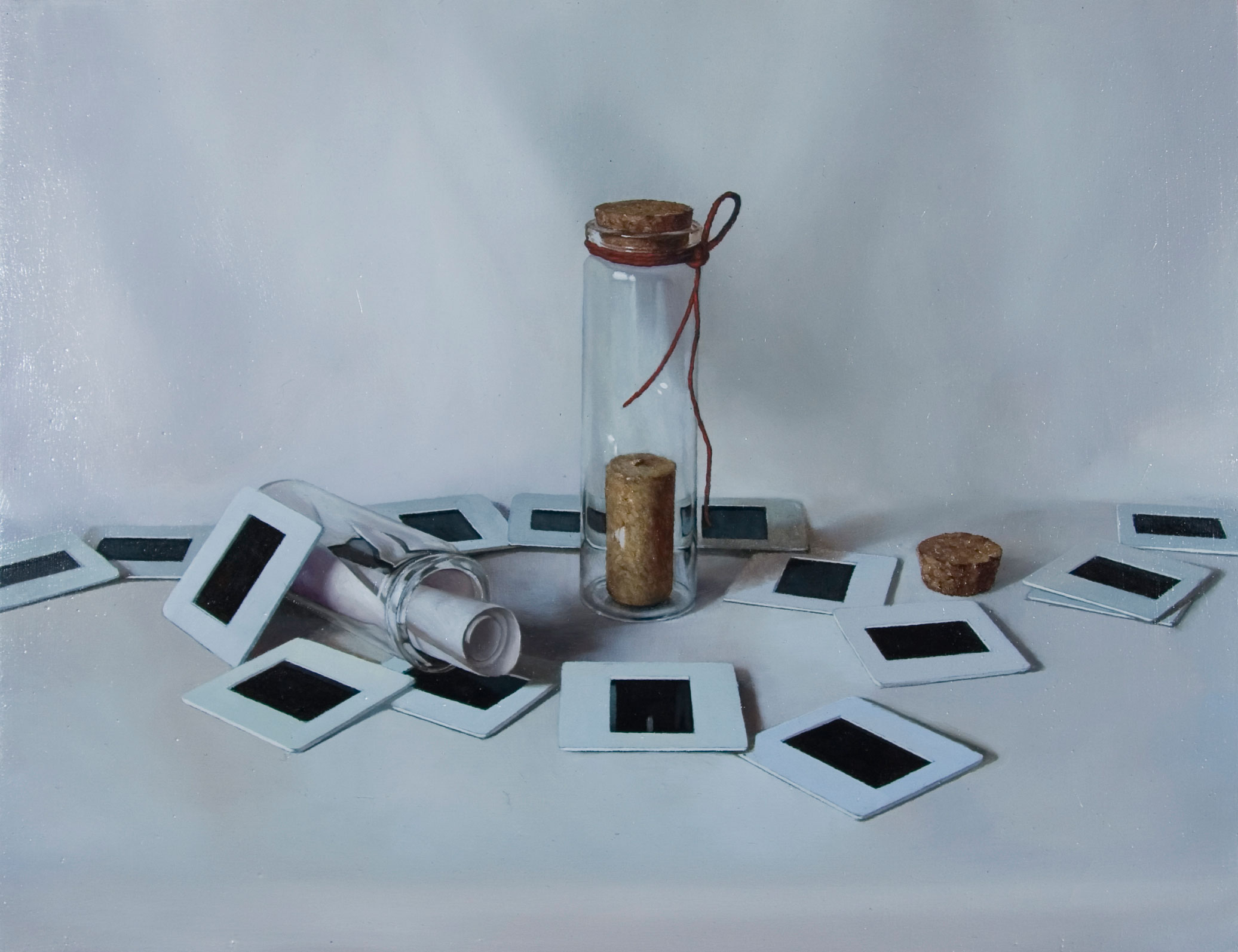 Expressed through Objects|借物抒情作品-Dossier|被記錄的事件|,Oil on linen mounted on
								panel|油彩木板裱麻,35 x 27 cm|2009